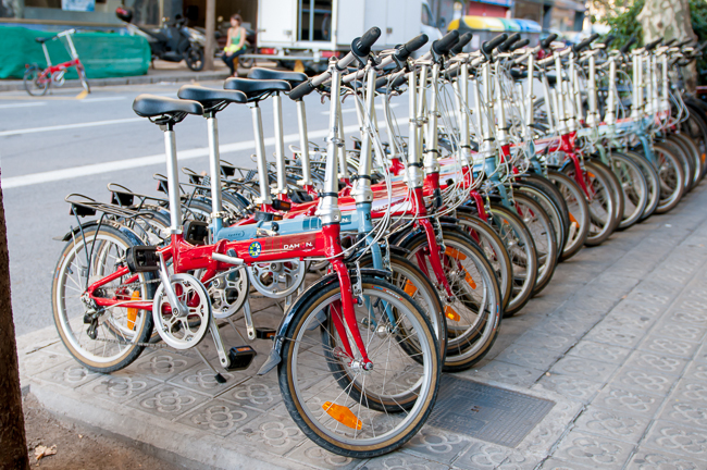 An Image of our dahon bikes displayed in a neat row in front of a clientes delivery location.